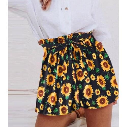 Belt Knot Daisy Print Mid Waist Floral Shorts Loose Lolita High Quality Ruffles shorts Street Casual Wear Basic Slim Szorty
