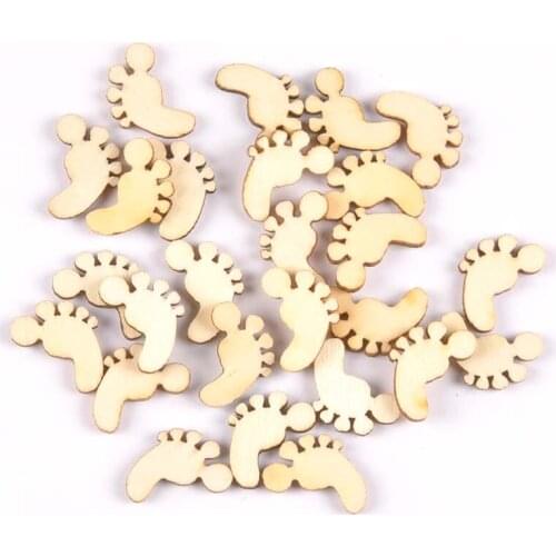 50Pcs Feet pattern natural Wooden Scrapbooking Craft for Embellishments Handmade Diy handicraft Decor 19x14mm MT1966