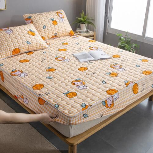 Thick Quilted Mattress Cover Queen Bed Quilted Bed Fitted Sheet Antibacterial Mattress Cover Breathable Mattress Anti-slip and D
