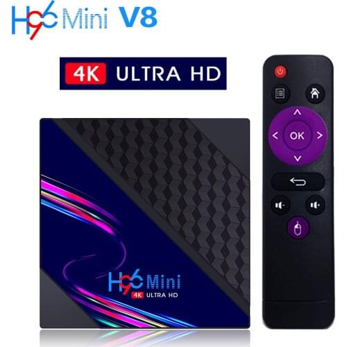 New H96 Mini V8 RK3328 Android 10.0 Smart TV Box 1080P 4K 3D Media Player Set Top Box 2.4G Wifi Android TV BOX New