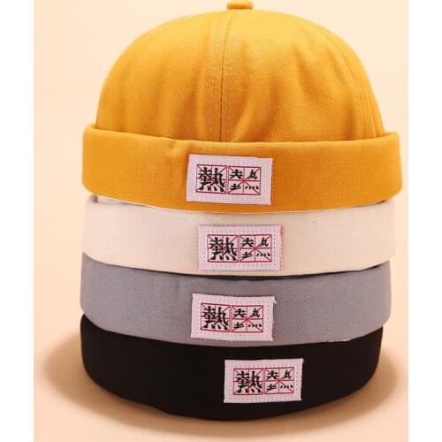 LDSLYJR Vintage Docker Cap Brimless Hat Breathable Beanie Hats Cotton Adjustable letter Landlord Sailor Cap Men and Women 13