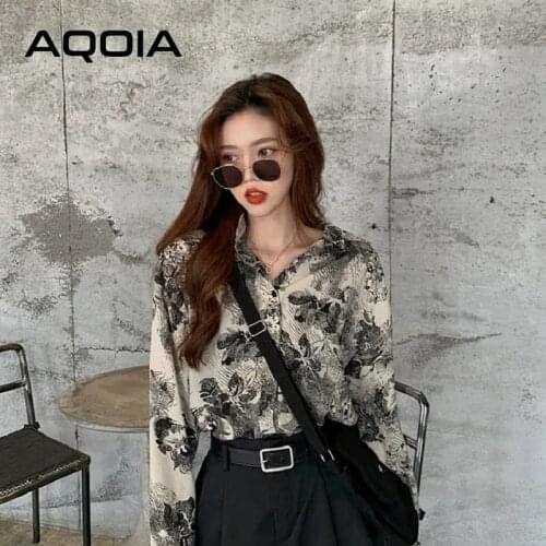 2021 Spring Street Style Long Sleeve Loose Women Blouse Chic Oversize Button Floral Print Ladies Shirt Hip Hop Female Clothing