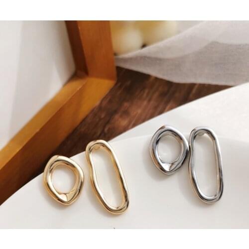 Mihan S925 needle New Asymmetrical Geometric Earrings Women Fashion Korean Temperament Metal Earrings For Women Jewelry Gift