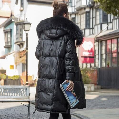 Geniune Leather Jacket Women Sheepskin Leather Down Coat With Reccoon Dog Fur Coats Winter Warm K168735 MF426
