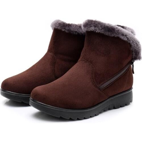 Snow Boots Women Winter Warm Fur Ladies Zip Platform Suede Wedge Fashion Ankle Boot Female Comfort Casual Shoes Plus Size st480