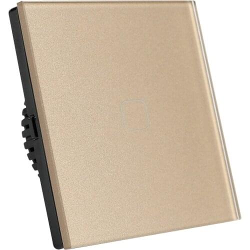 Gold fashion outline EU1 gang 2 way wall touch switch tempered glass touch light switch lamp touch switch for global B2C market