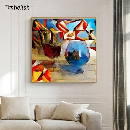 1 Pieces Abstract Famous Artworks Blue Cup By Picasso Kandinsky Modern Home Decor Picture For Living Room HD Canvas Oil Painting