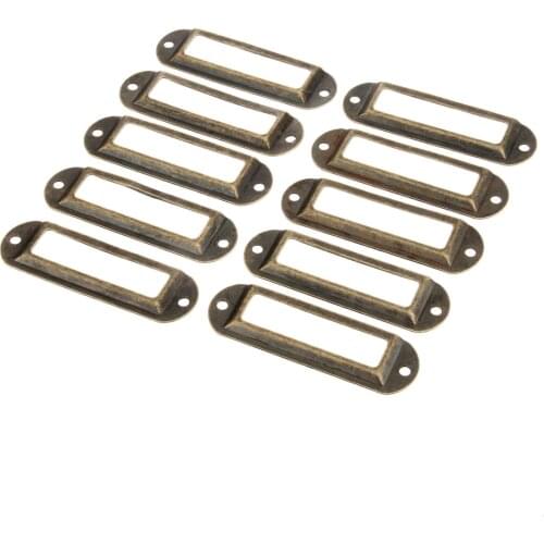 10Pcs Antique Bronze Cabinet Drawer Metal Handle Label Office Library Post Office File Pull Frame Tag Name Card Holder 70*21mm
