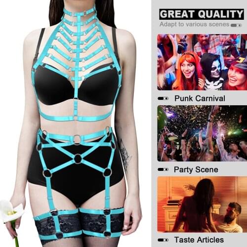 2 PCS Sex Toys For Women Bdsm Body Bondage Suspender Set Sexy Restrict Breast Straps Crop Bra Waist Cage Exotic Costume Fetish