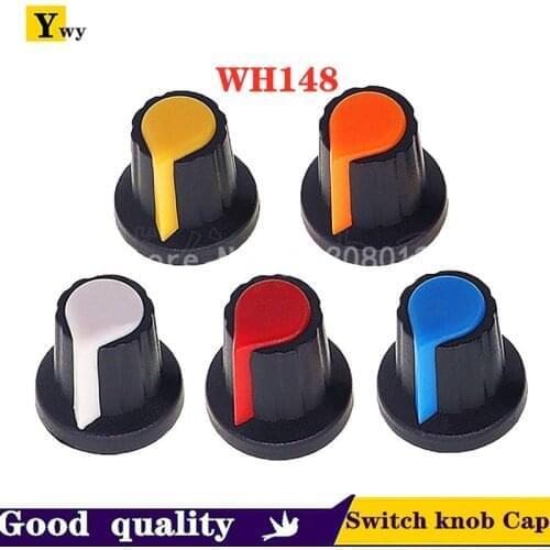 20Pcs WH148 Potentiometer Switch knob Cap Plastic Knob Plum Handle 15X17mm AG2 Handle 6MM BLACK RED YELLOW ORANGE WHITE