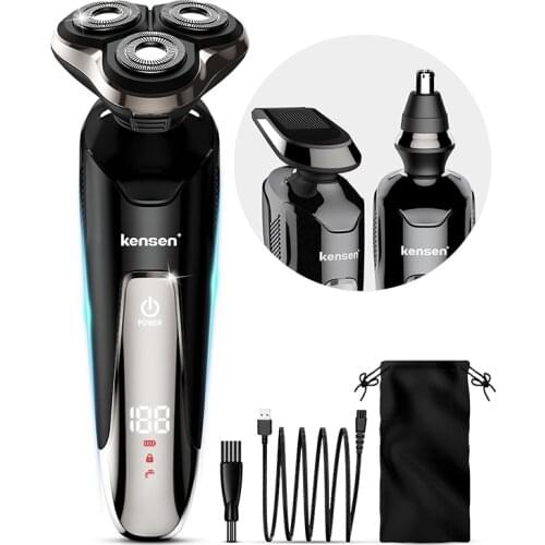 Kensen 4 In 1 Electric Shaver Beard Trimmer Rechargeable Razor Beard Trimmer Shaver Wet-Dry Dual Use Water Proof Fast Charging