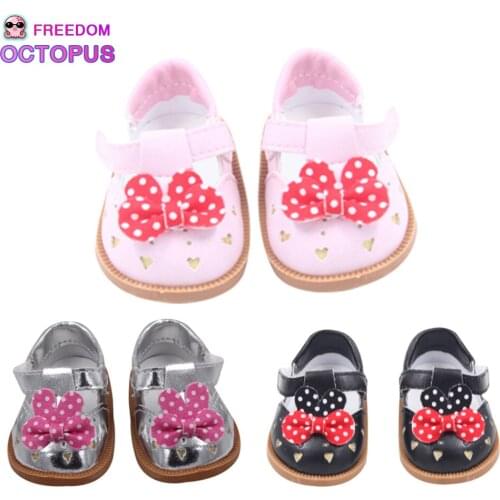 7cm Fashion Baby 1/3 BJD Doll Shoes Leather Shoes With Bow-knot For 18Inch American And New Baby Russia DIY Doll Toy