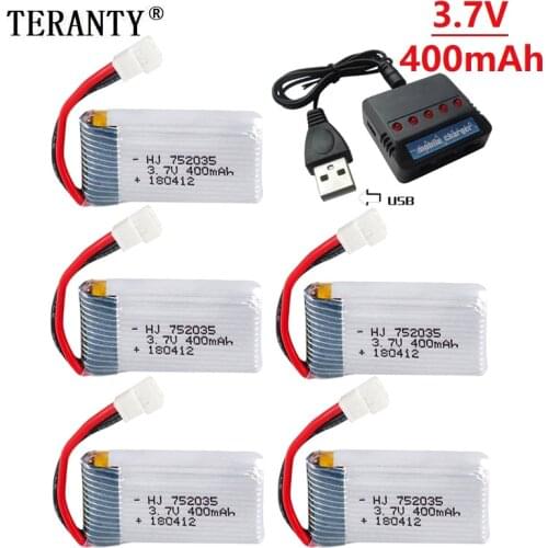 3.7V 400mAh 35C Lipo Battery and Battery charger for X4 H107 H31 KY101 E33C E33 U816A V252 H6C RC Quadcopter Drone Spare Part