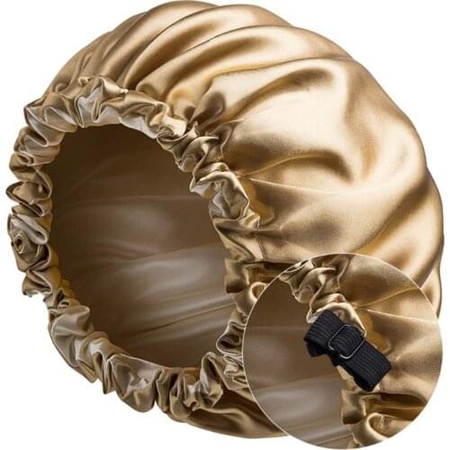 Satin Bonnet Sleep Cap Extra Large Double Layer Reversible Adjustable Turban Hat A0NF