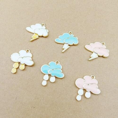 10pcs Weather Cloud lightning Rain Enamel Charms Craft Metal Pandent Keychain DIY Jewelry Making Zinc Alloy 20*22mm
