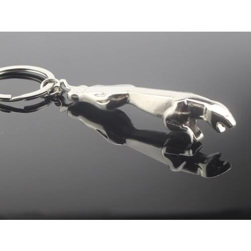 Classic Silver Color Stainless Steel Leopard Keychain Jaguar Car Keyrings Fine Bag Key Chains Two Types Creative Jewelry