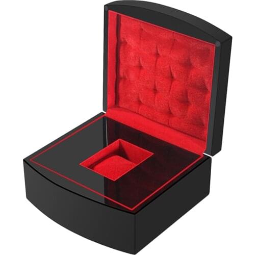 Black Piano Wood Watch Jewelry Box with Watch Pillow for Engagement, Proposal, Wedding Gift or Special Occasions