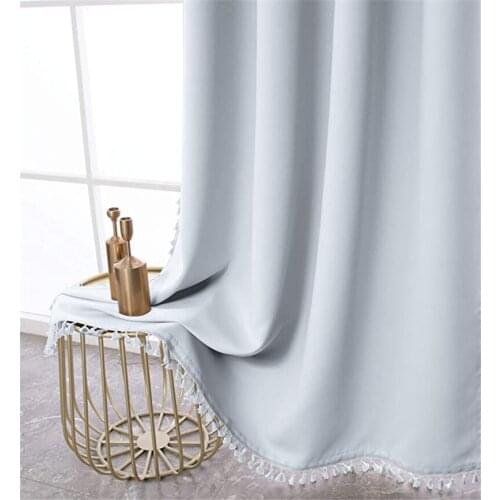 Black Tassel Blackout Curtains for Bedroom Living Room Thermal Insulated Window Treatment White Thermal Blackout Curtain Custom