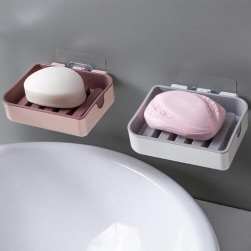 Dual-Layer Soap Dish Holder No Drilling Wall Mounted Bathroom Soap Rack Seamless Paste Drain Soap Box