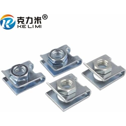 White zinc M6 U Type Fixed Clamp for Car license plate 6mm Nut Metal Clips Car body Fasteners 50 Pcs
