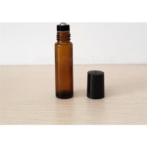 10ml Amber Roll On Perfume bottle, 10cc Amber Essential Oil Rollon bottle, Small Glass Roller Container 1000pcs/lot