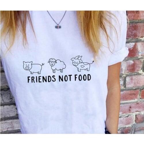 Friends not Food Graphic T-Shirt Stylish Cotton animal friend Slogan Tee Casual Funny animal Food Camisetas Girl Tops Outfits