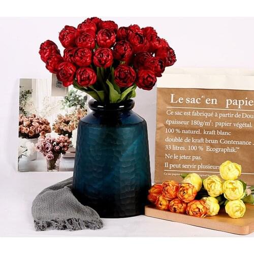 6pcs Artificial Tulip Flowers Red Rose Bouquet Real Touch Simulation Flowers for Home Wedding Party Decoration Photography Props