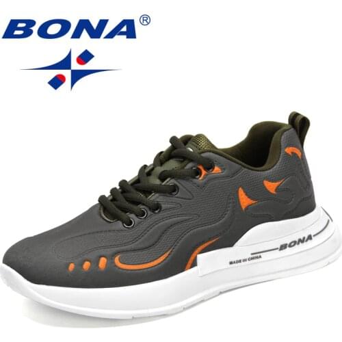 BONA 2021 New Designers Sneakers Shoes Men Lightweight Breathable Walking Footwear Man Soft Sole Lace-up Shoes Comfy Scarpe Uomo
