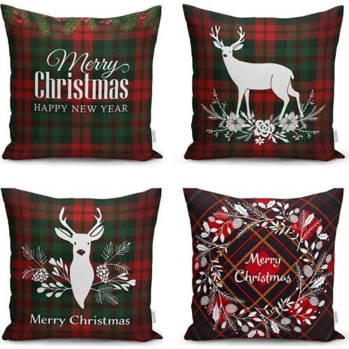 Lace pillow cushion home cover case decor merry Christmas tree new year 2021 winter santa red green white jingle bells