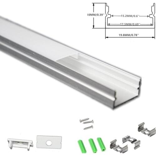 5/10-Pack 3.3FT 1M Strip Channel With Matte Diffuser,Under Cabinet Counter Double Row 17.5MM Wide Tape Housing Aluminum Profile