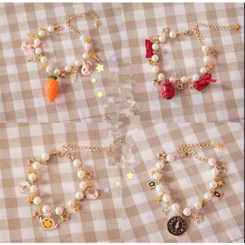 Lolita jewelry accessories cute pearl pendant necklace chain bracelet charm bangle B1289