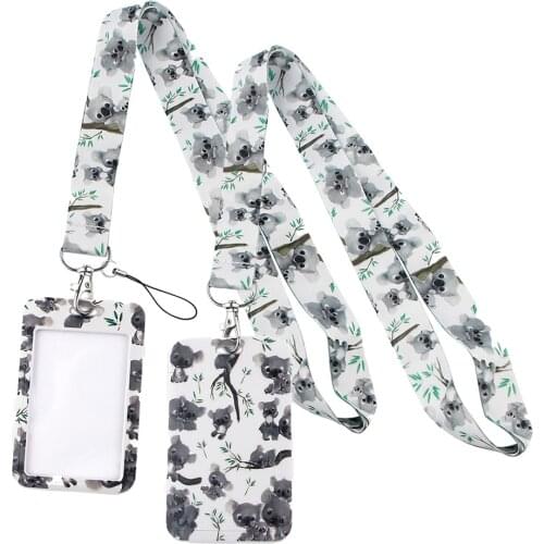 LT414 Cute Animal Koala Lanyard Credit Card ID Badge Holder Key Ring Bag Student woman Travel Bank Bus Card Cover Keychain