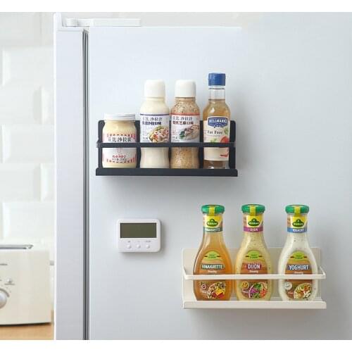 Stainless Steel Magnetic Shelf Punch-free Refrigerator Spice Storage Rack Wall-mounted Easy to Install Bathroom Sundries Holder
