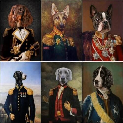 Cartoon Classical Pet Dog Wall Art Canvas Painting Restoring ancient ways Animal Posters Prints Living Room Pictures Unframed