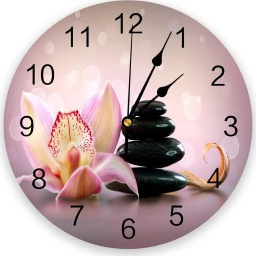 Spa Stones Flower Wall Clock Modern Design Home Living Room Office Cafe Decoration Art Wall Watch
