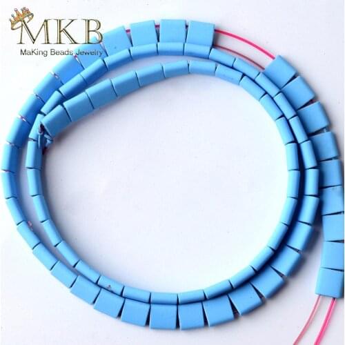 Natural Sky Blue Hematite Stone Matte Square Rubber Beads For Jewelry Making 5*5mm Space Loose Beads Diy Bracelet 15" Wholesale