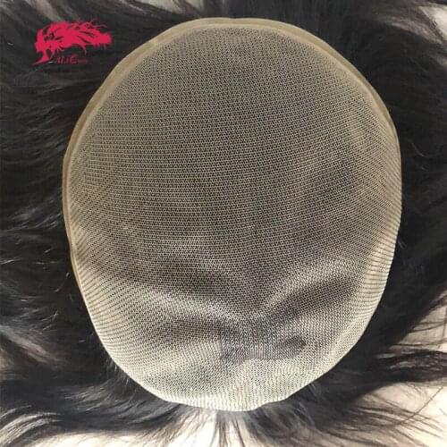 Ali Queen Hair Full Lace Men Toupee Human Hair Wig Swiss Lace Indian Hair Replacement Systems Hairpiece Capillary Prosthesis