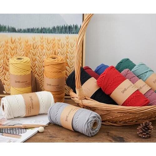 4mm Macrame Cord 50M 100% Cotton Cord Colorful Braided Solid Core Cord For DIY Macrame Wall Hanging Bags Craft Decoration