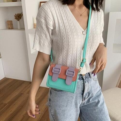 Casual Hit Color Women Shoulder Messenger Bags Vintage Fashion PU Leather Female Daily Flap Crossbody Handbags