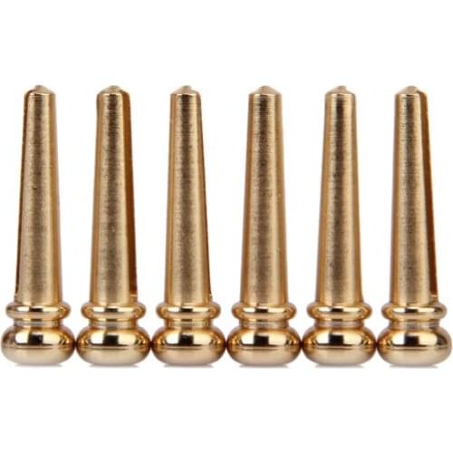 Durable 6pcs Brass Bridge Pins for Acoustic Guitar Golden Luthier Supply