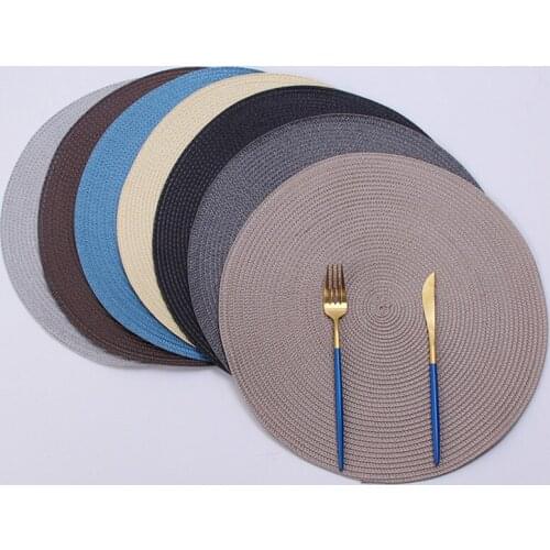 Simple Style Dining Napkin Pads Round Weave Placemat Table Mats Non-Slip Heat Resistant Coaster Cushion Kitchen Party Decoration
