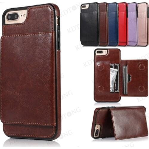 Luxury Case For iPhone 8 Plus Full Protection Leather Flip Wallet Phone Case For iPhone 8 Invisible Bracket Shockproof Slot
