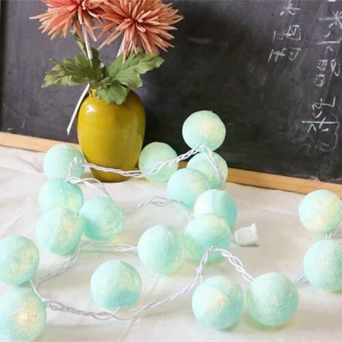 Christmas 20 Cotton Ball Green LED String Lighting cortina de led lights Decoration for Wedding Party Fairy Lights Romantic Lamp