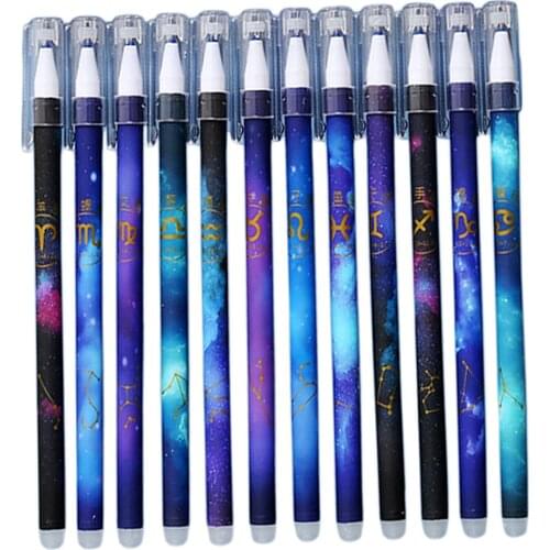 12x Erasable Gel Pens Smooth Tip Constellation Ink Pens Student Stationery Office Supplies