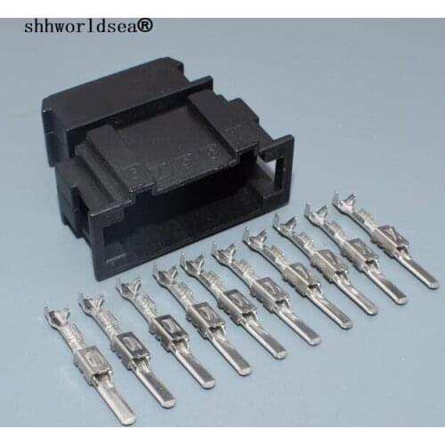 Shhworldsea 10 pin 2.8MM auto plastic housing plug 191 972 735 cable wiring harness connector black color 191972735 for VW