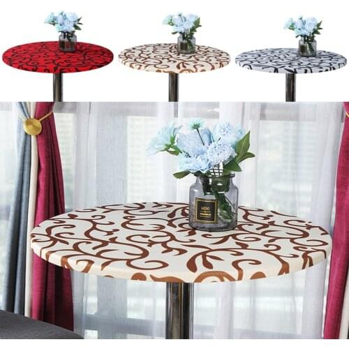 60/70/80/90cm Round Printed Tablecloth Home Desk Cover Elasticity Table Cover For Wedding Festival Decoration Table Cloth