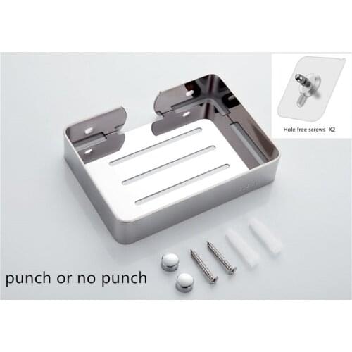 Punch or no punch Stainless Steel Soap Dish Bathroom Storage Soap Rack Plate Box Container Wall Storage Rack Holder
