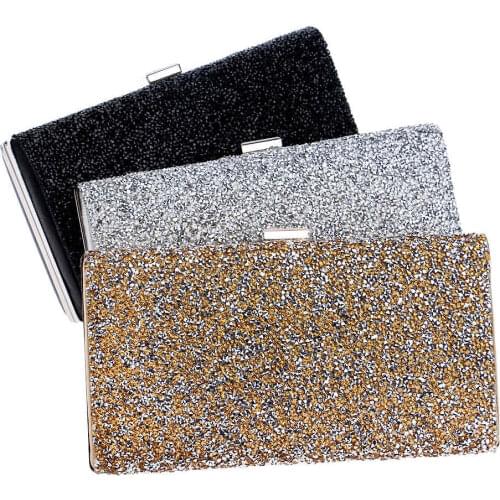 Casual Women Evening Bag Clutch Crystal Metal Buckle Lady Wedding Handbag Purse Wallet Shoulder Bag Banquet Party Messenger