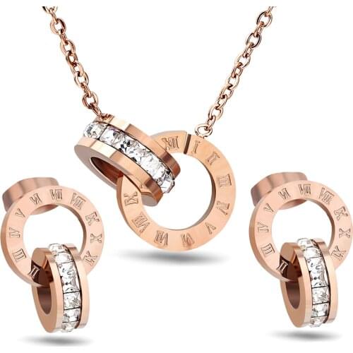 High Quality Cubic Zirconia Wedding Roman Necklace And Earrings Luxury Crystal Bridal Jewelry Sets For Bridesmaids