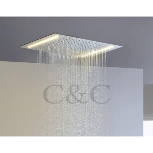 Bathroom LED Rainfall Shower Head 100V~240V Alternating Current Yellow Lamps L-50X36E